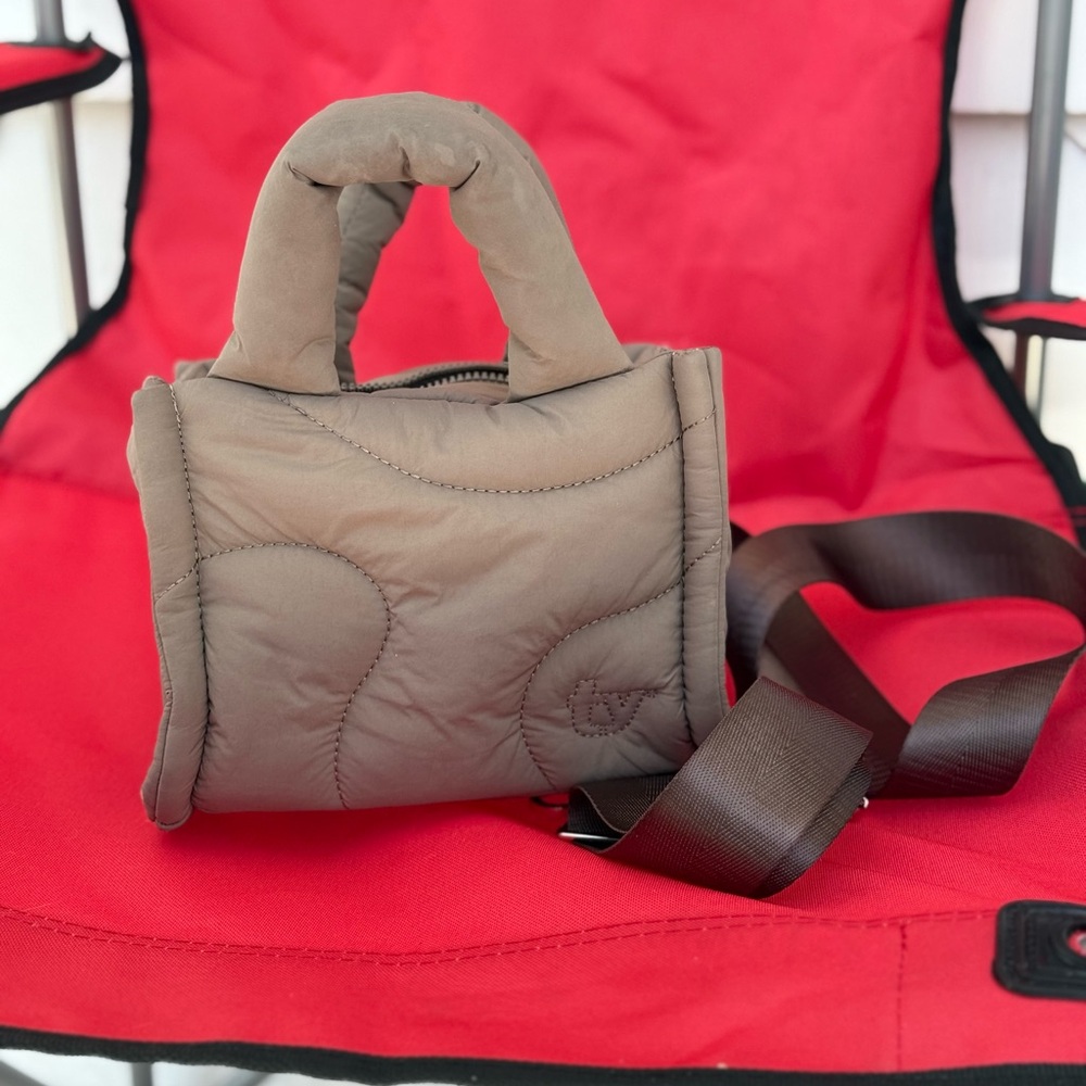 Brown Quilted Mini Bag with Structured Design